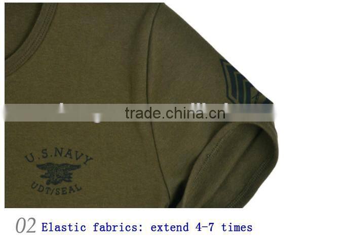 95%cotton, 5%lycra men's short sleeve plain combat shirt