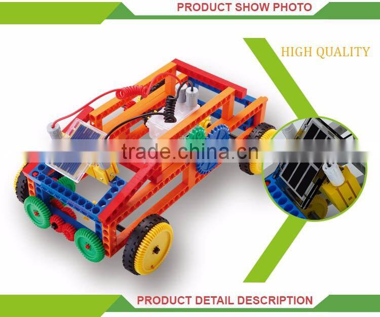 New style DIY building blocks set electric mini solar powered car