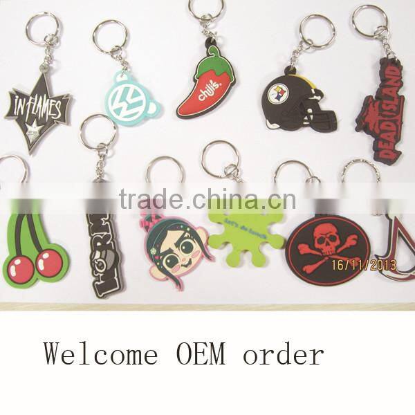 Custom promotion keyring 3D pvc keychain, soft PVC custom keychain
