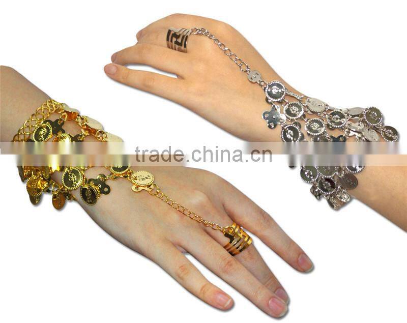 Belly dance metal slave bracelet with coins