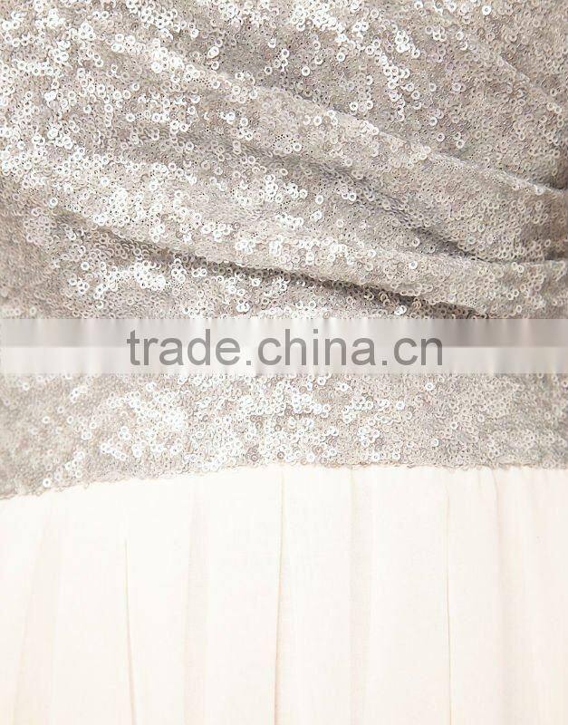 12DR126 Cocktail Dress with Sequin Bandeau & Chiffon Skirt