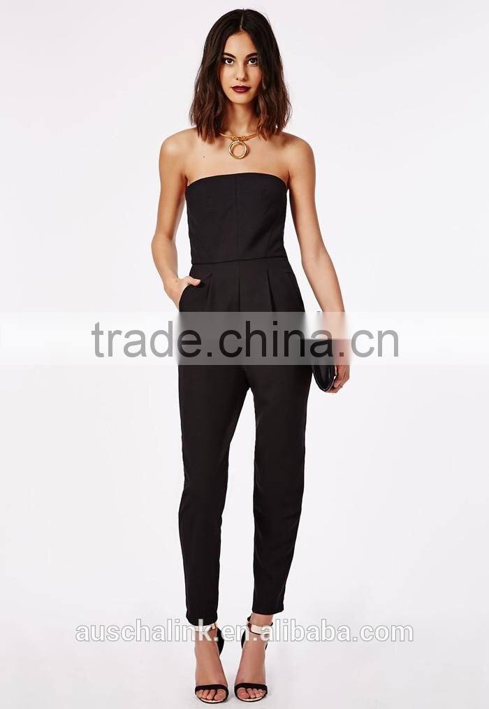 best selling girls sexy black tailored bandeau jumpsuit OEM service