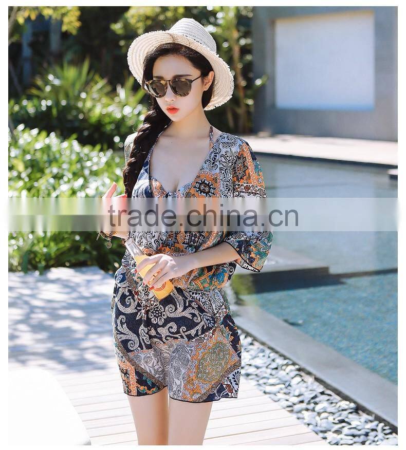 Three pieces bikini sets bohemia school girls beach wear