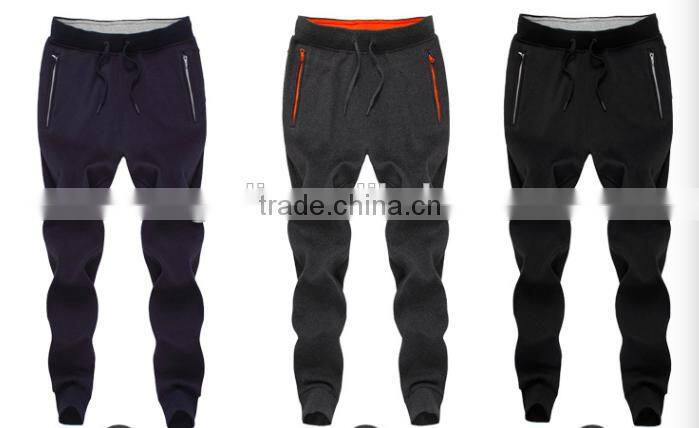 Custom cotton men's fashionable jogger pants with zipper and logo printed sport wear