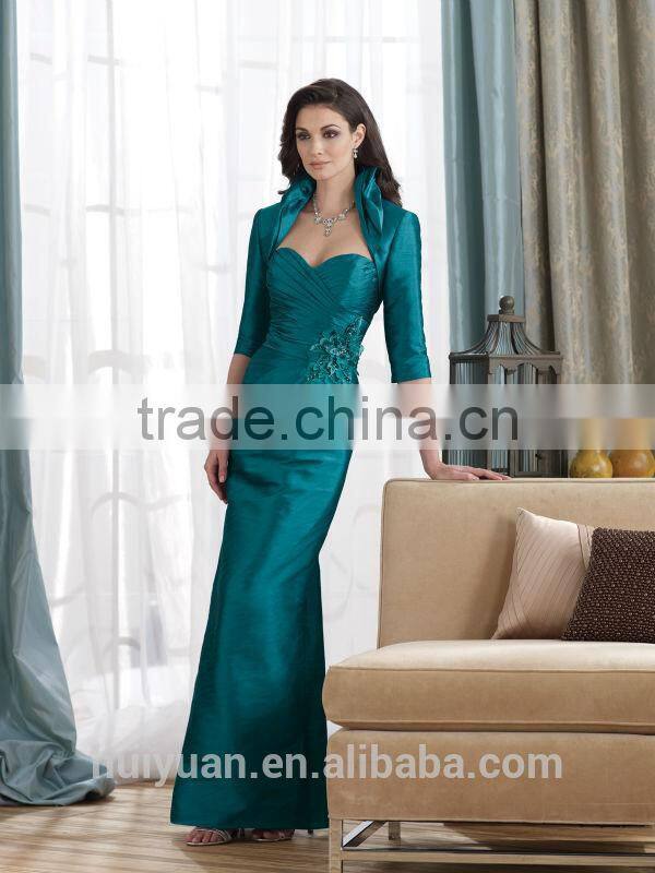 fashion green long sleeve casual formal dress for mature women