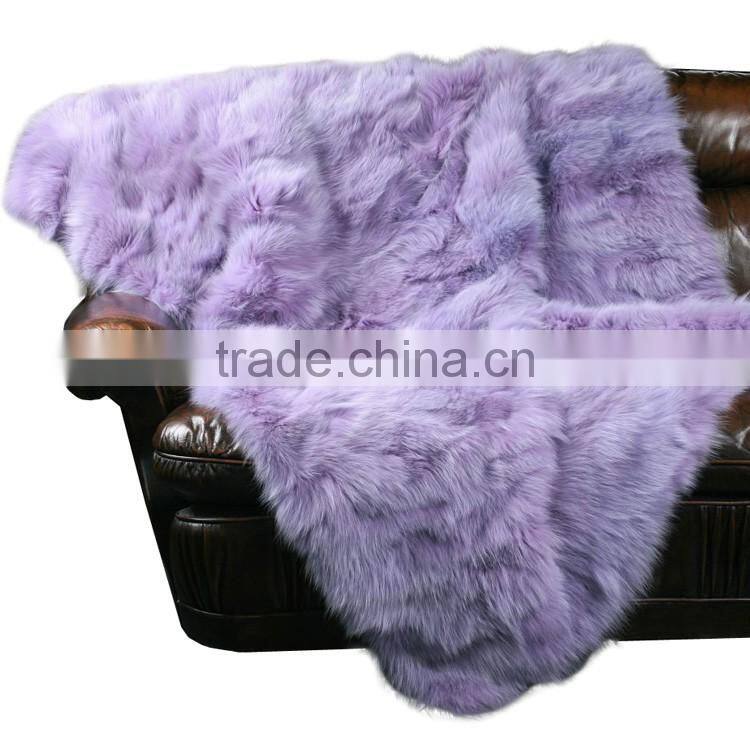CX-D-123 Home Decora Patchwork Fox Fur Throw Blanket