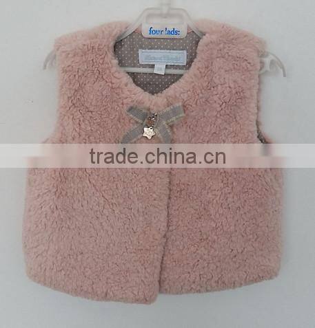 baby girl pink faux fur waistcoat for winter