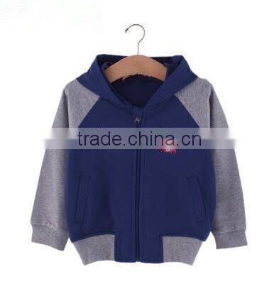 2016 new design Children's wear autumn outfit young children hooded jacket navy blue