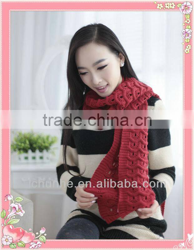 popular lovely girl winter knitted acrylic scarf factory in knit town