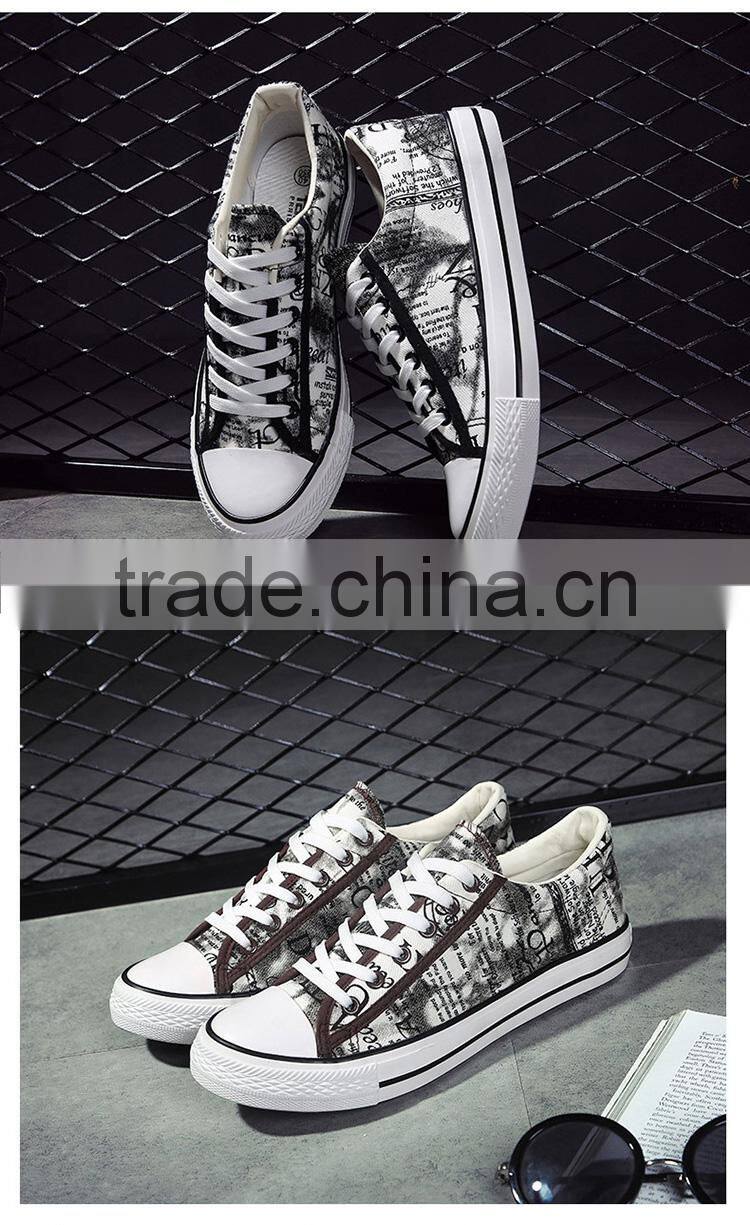 English printing men's casual canvas shoes in good price