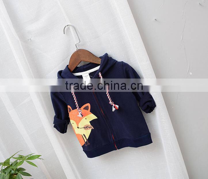 YE5202 autumn 2017 children clothing zipper cartoon boys hooded coats