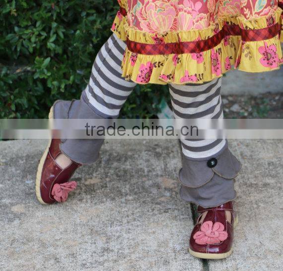 Ruffle Baby Girls Cotton Stripe Pants Kids Leggings Plain Ruffle Pants