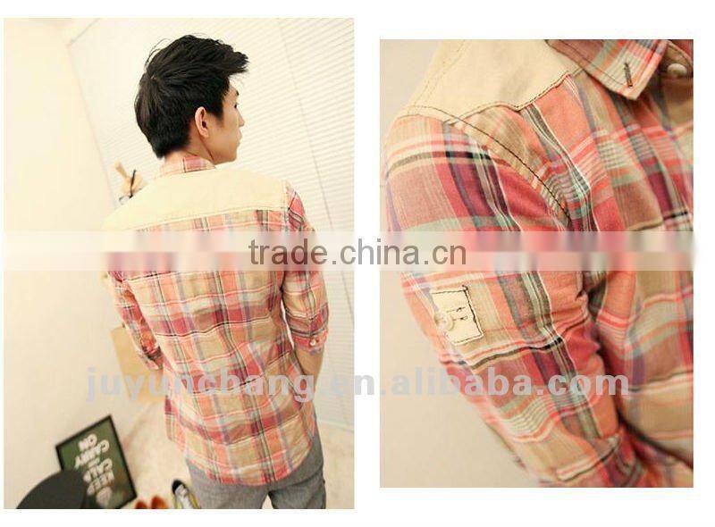 Plaids Vneck Long Sleeve Mens flannel Shirts