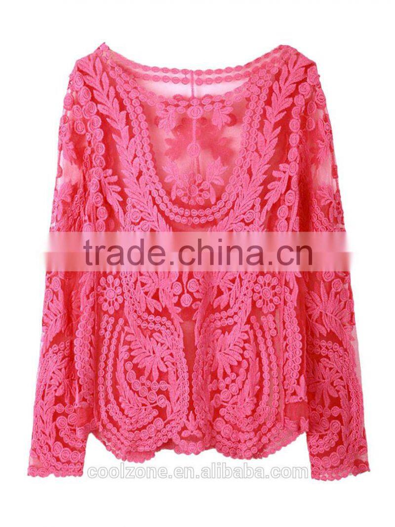 Latest summer lace blouse fashion blouses for middle aged women