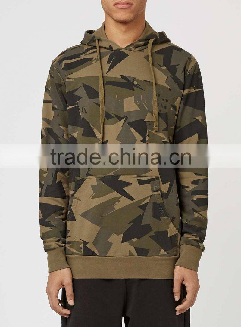 100%Cotton long sleeve camo hoodie wholesale fashion hoody for men 2016