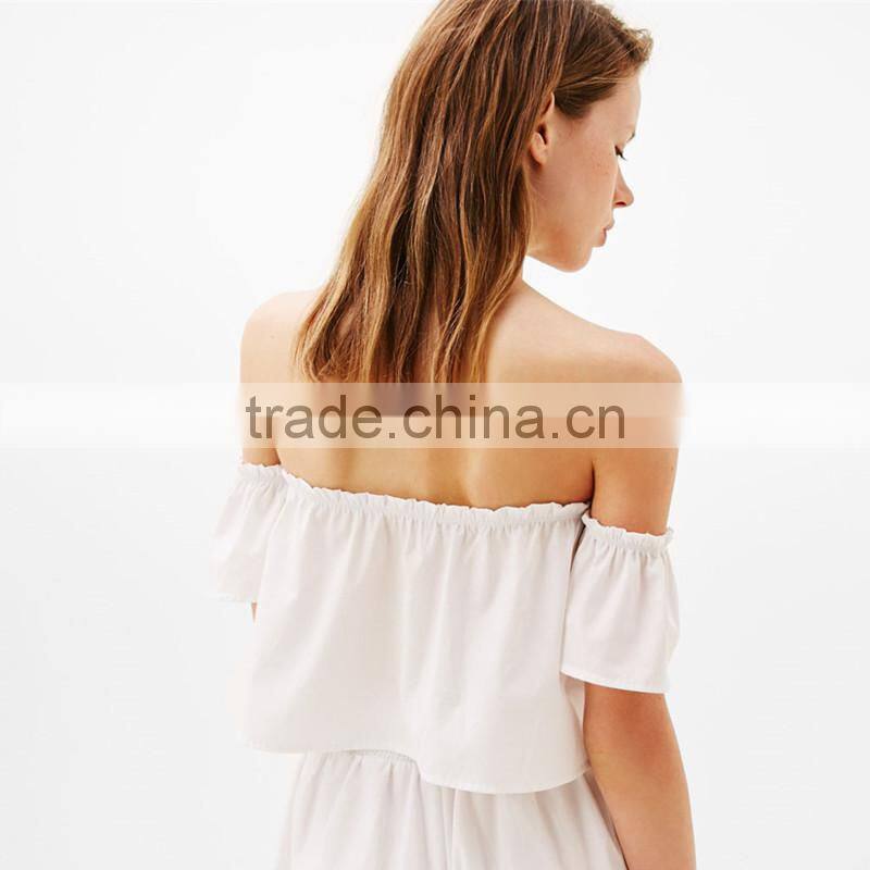 2017 OEM woman floral embroidery sexy off-the-shoulder top
