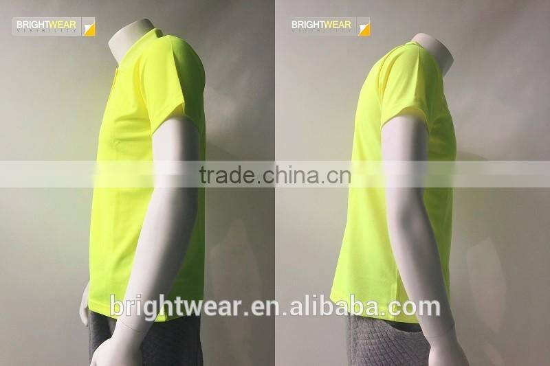 China factory lime blank safety fluorescent security protective high visibility polo shirt