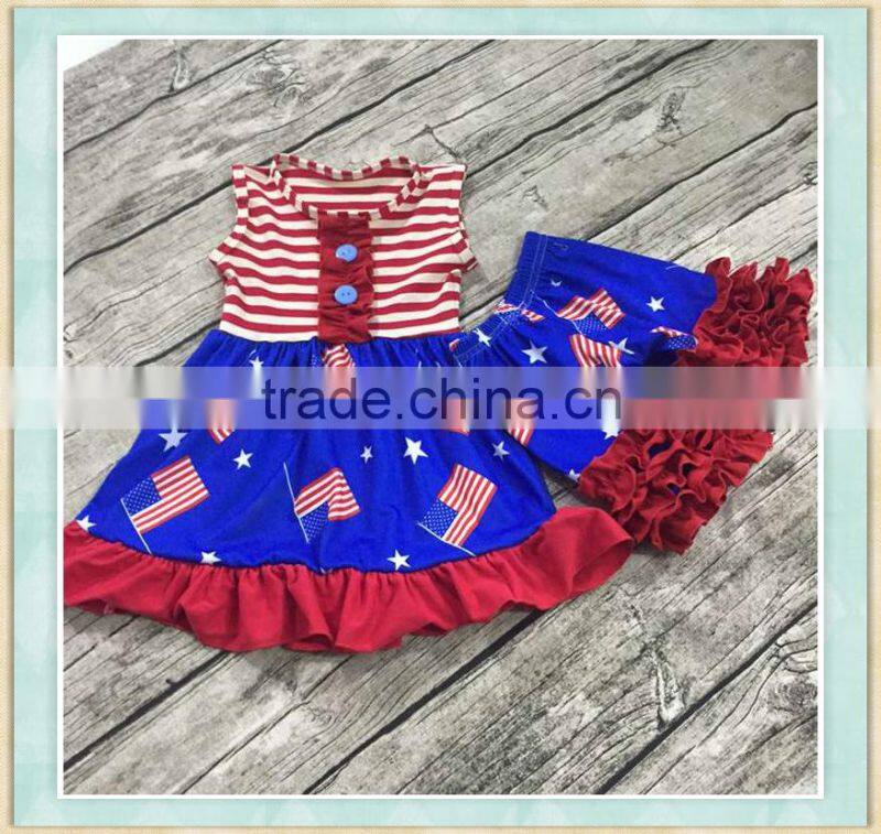 The 2017hot sale girl set is designed with the theme of July 4th cartoon pattern