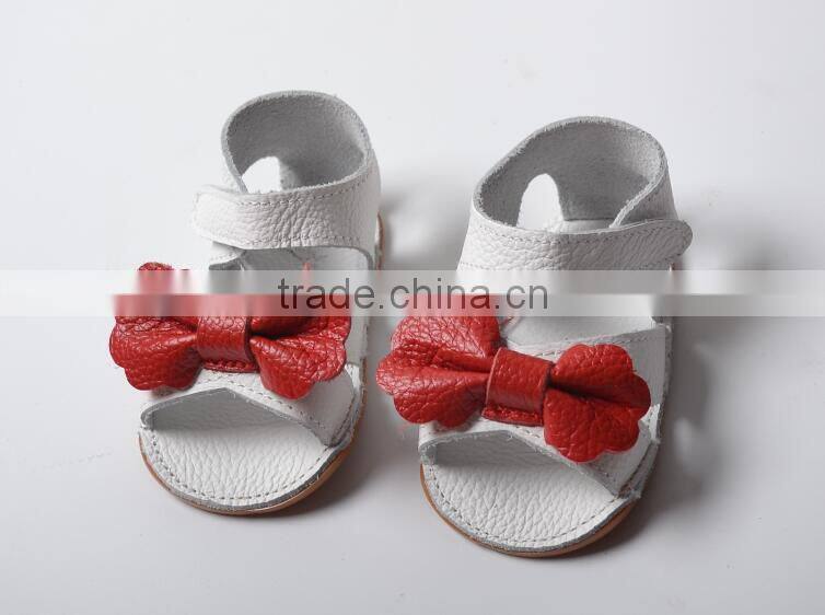 genuine leather girl summer moccasins, bow design baby shoes