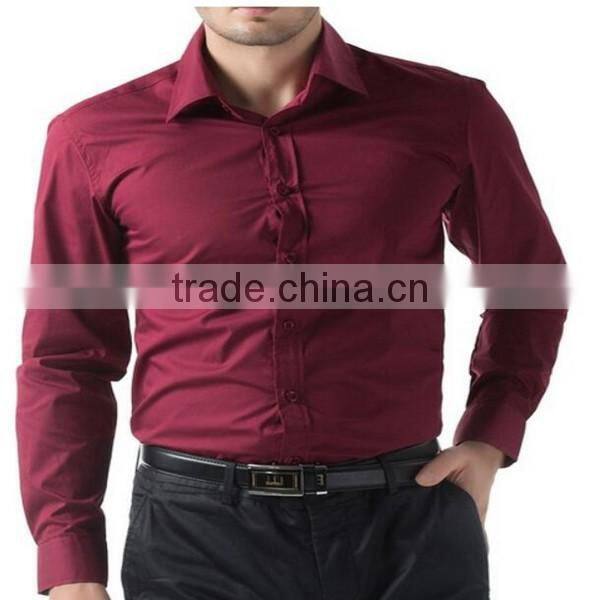 2016 new wholesale plain color slim fit long sleeve custom men's formal dress shirt