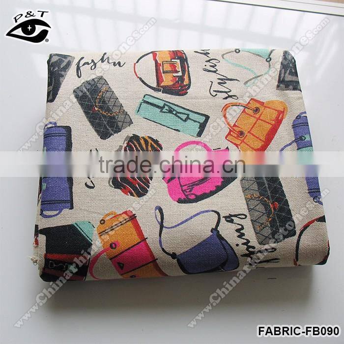 Colorful Bags Pattern Printed Fabric Linen cotton fabric for household