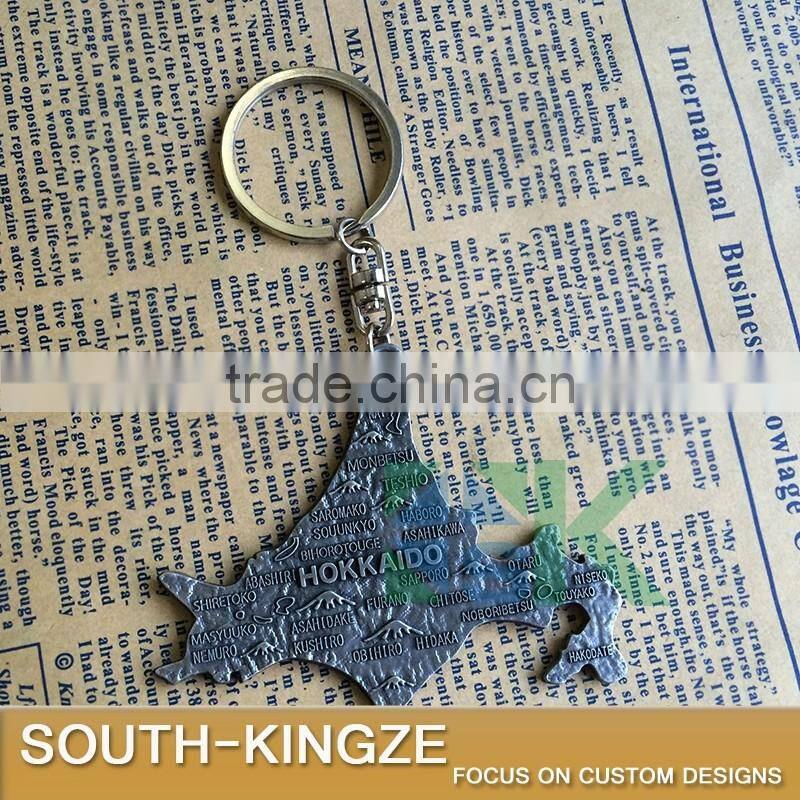 Japan Hokkaido Map Metal Alloy Keychain