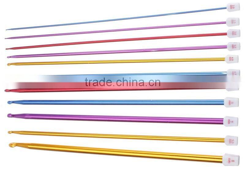 2016 Hot sale Colorful 11 sizes available best selling Aluminum Tunisian Crochet set