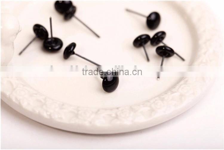 6mm Needle Felted Toy Accessories Craft Wire Back Black Plastic Eyes
