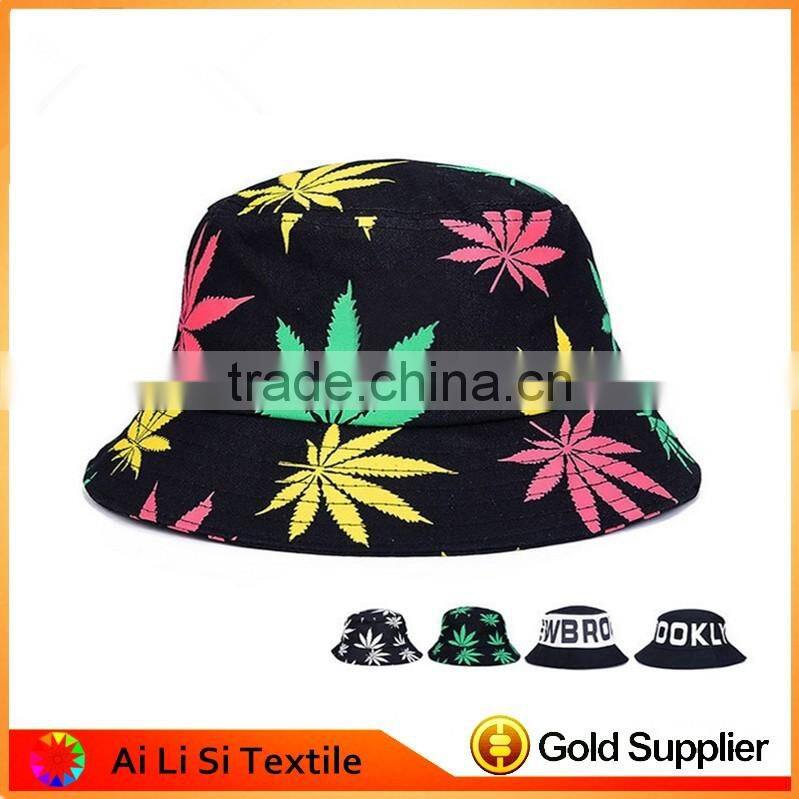 Wholesale Marijuana Leaf Printed Bucket Hat,Wholesale Custom Bucket Hats Bulk, Mens Bucket Hats