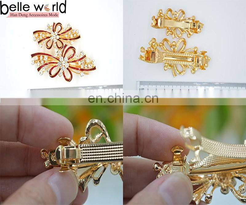 Elegant Bowknot Alloy Rhinestone French Barrette Hair Clips