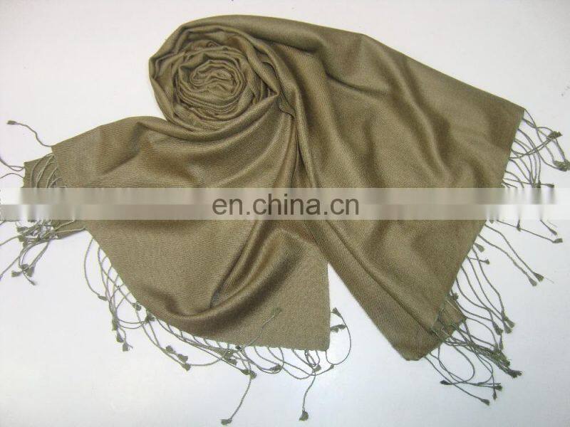 Indian Plain Silk Pashmina Wool Shawls