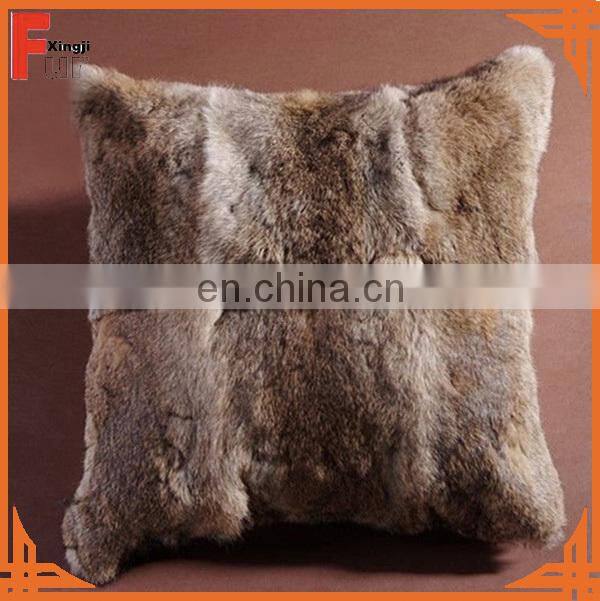 Top quality fur natural brown color hare rabbit fur pillow