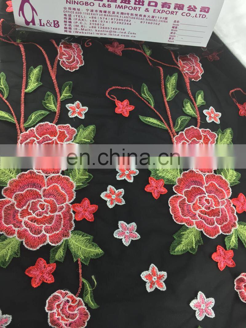 2017 popular fashion embroidery flower dress making lace fabric HX-014