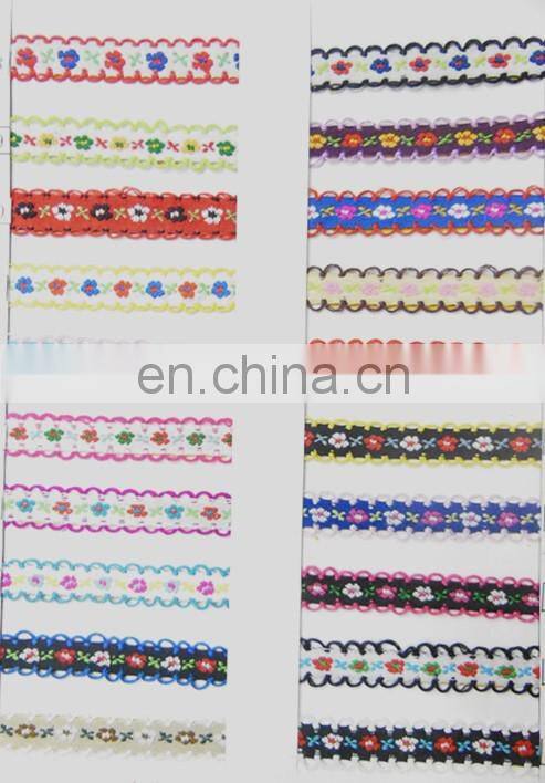 elastic flower trimmings 1.3cm ribbon embroidered trims Jacquard ribbon trim