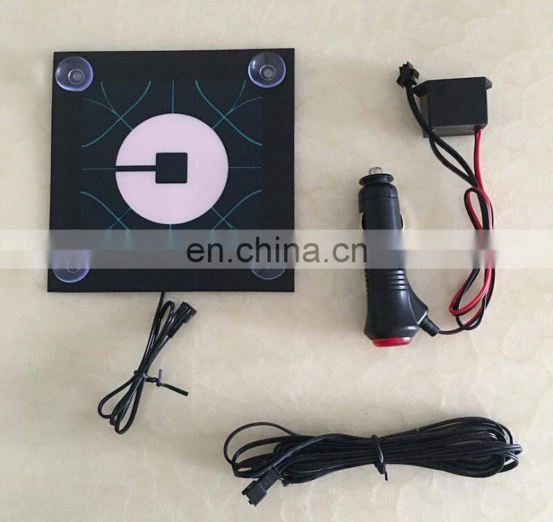 new uber glow car sticker with rubber suction cup attach on the car window DC3V USB DC12V inverter