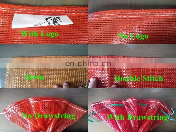 PE raschel mesh bag/Wholesale knitted plastic onion/fruit mesh bags for sale