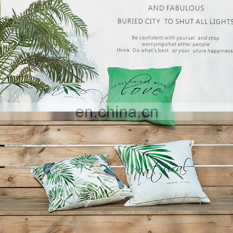 Green Big Bird Canvas Chinese Supplier Pillow Cases Print Home Decor Square Cushion Covers For Sofa