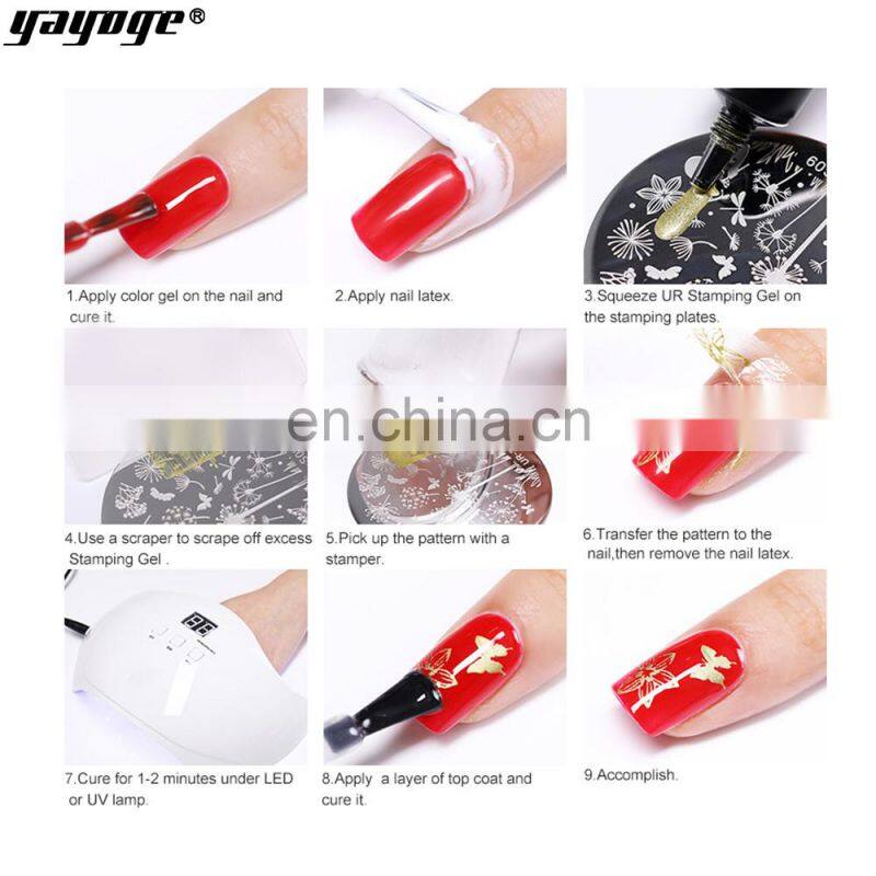 Private label 12 colors 8g nail art stamp gel nail polish semi permanent uv led stamping gel for wholesale