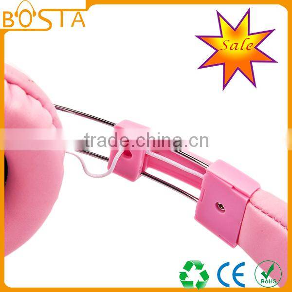 Fashion hot selling best stylish lovely pink leather headphone