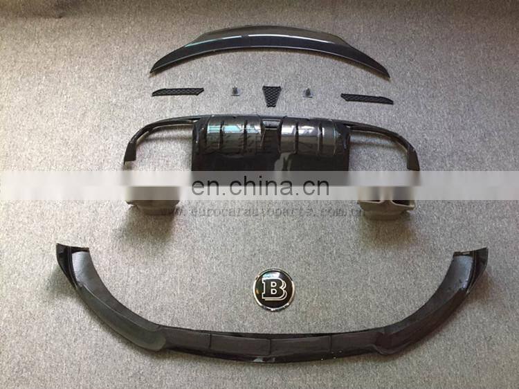 C63 w205 brabas carbon finber parts full set with carbon finber front lip diffuser and muffler tips and carbon rear wing