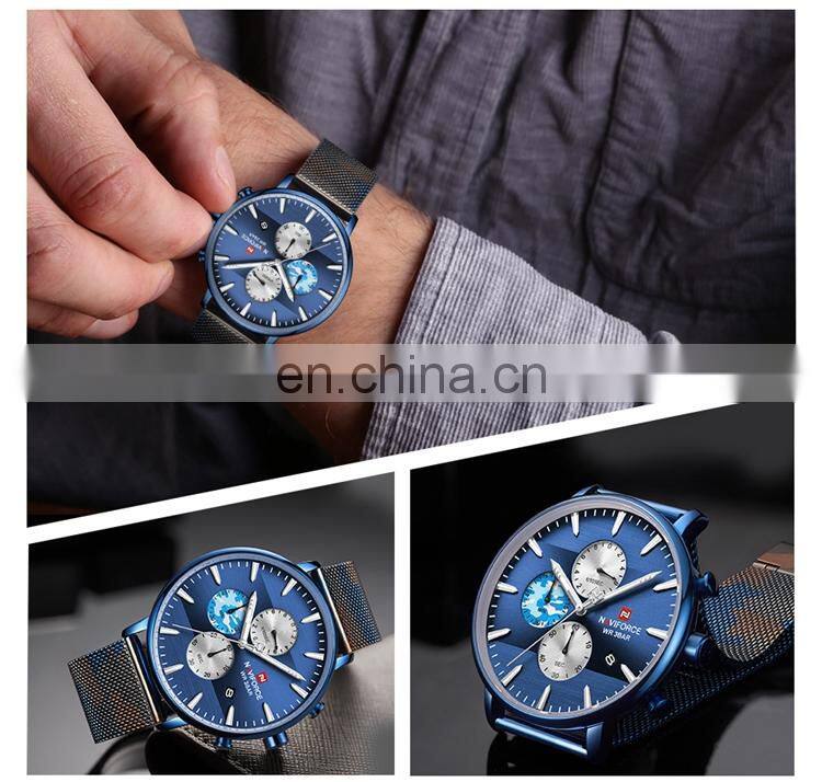 NAVIFORCE NF9169 Unique Design Original Japan Quartz Brand Watch Camouflage Stainless Steel Men Wrist Watches