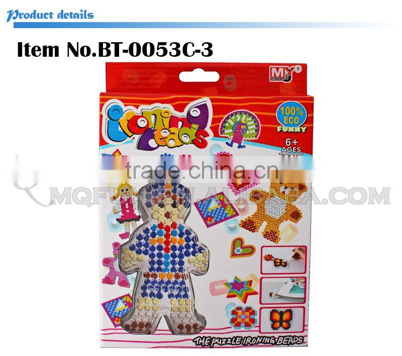 Mini Qute 3 styles DIY Ironing Hama Perler Beans 3D Jigsaw Boy model building block kid educational toy (Accept OEM)
