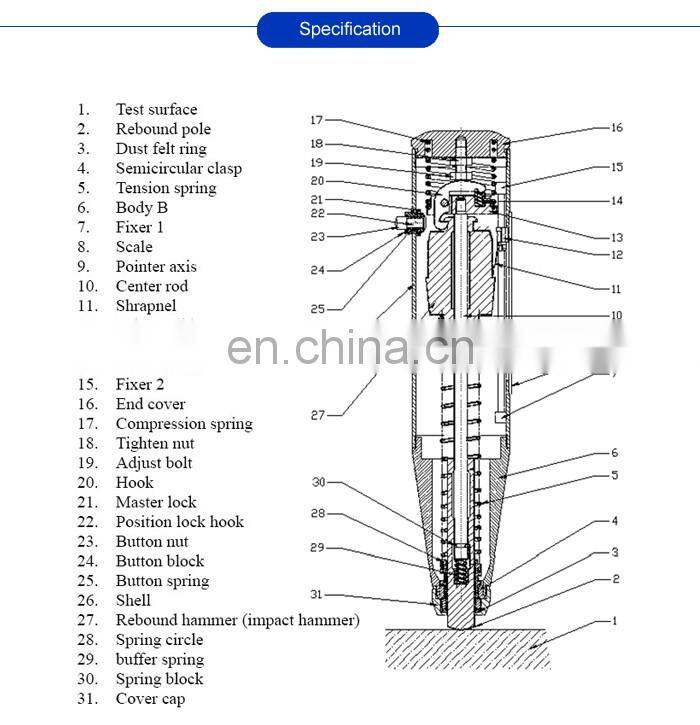 Taijia ht-225 digital hammer test beton used for hardness testing of materials hammer rebound test concrete
