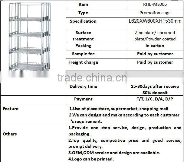 Foldable warehouse trolley with steel pallet