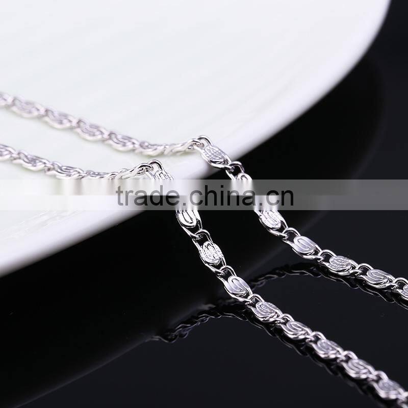 yiwu wholesale fashion jewelry rhodium plated flat chain beautiful necklace