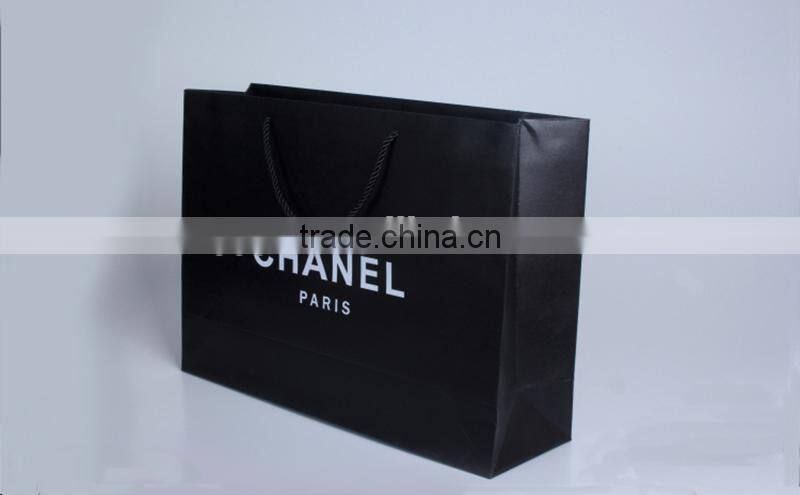 products new logo decoration elegant black handle paper bag for luxury shop promotion