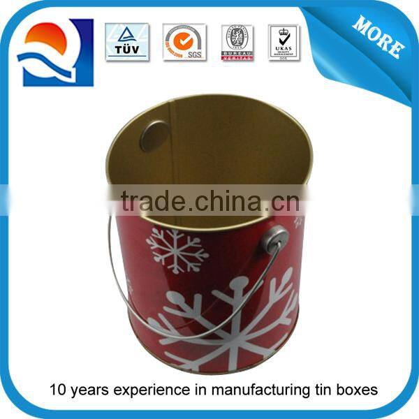 Custom size round tin bucket with handle