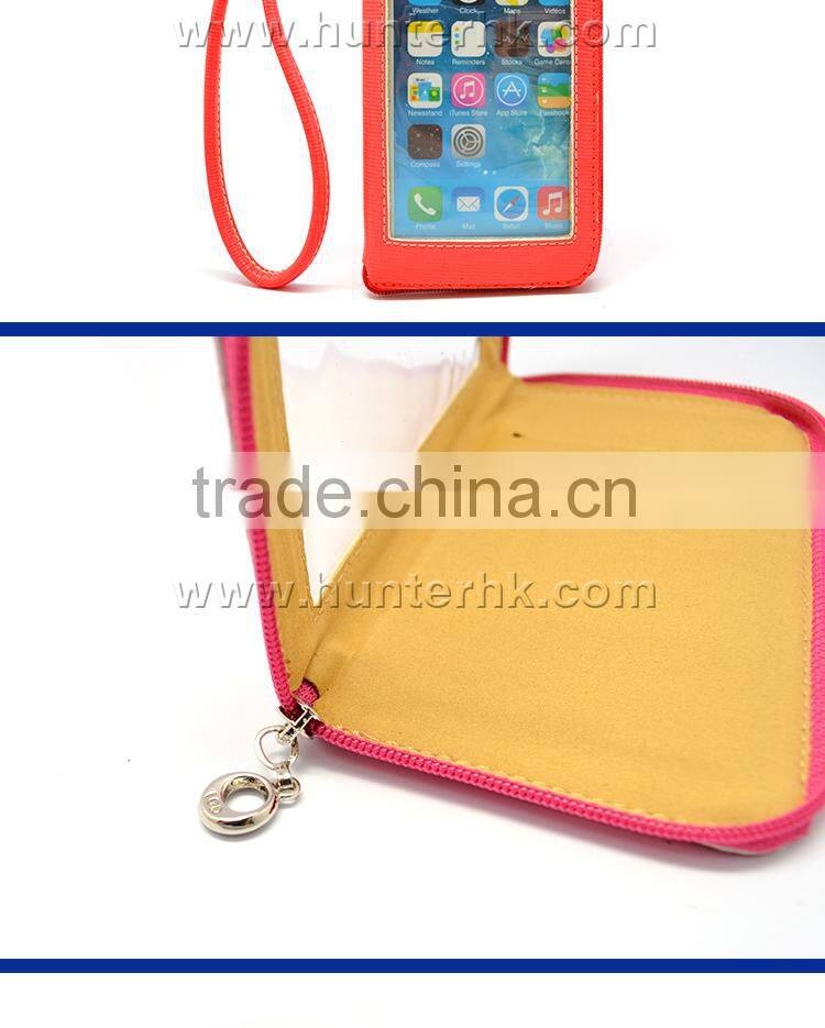Girlish Leather Wallet Bag For IP6 With Hand Strip
