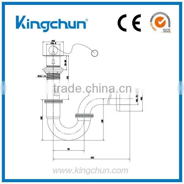 Custom Wholesale Chrome Plated Lavatory Bathroom Pop Up Waste Bottle P-Trap