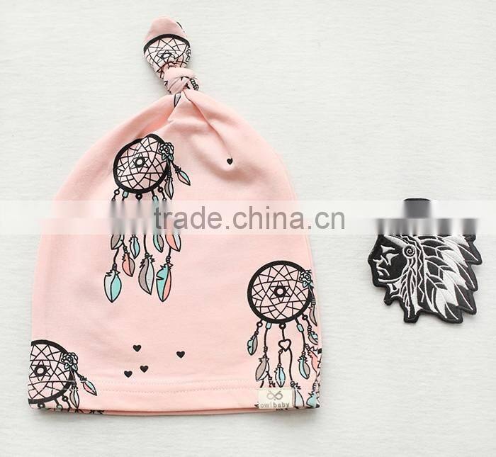 Breathable Kids Hat Boutique Cotton Cartoon Tied Angle Newborn Baby Cap For 0-2 Years In Stock